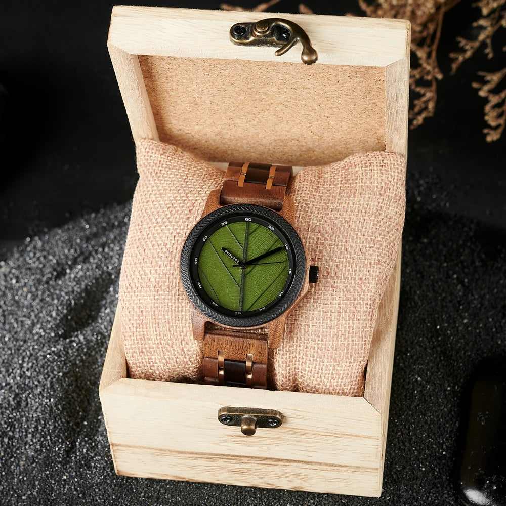 Unique Leaf Wooden Wristwatch