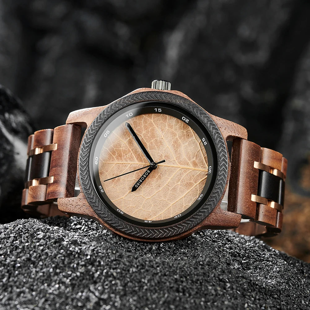 Unique Leaf Wooden Wristwatch