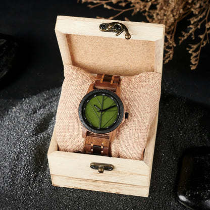 Unique Leaf Wooden Wristwatch