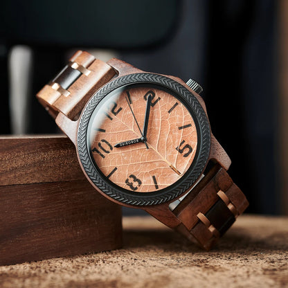 Unique Leaf Wooden Wristwatch