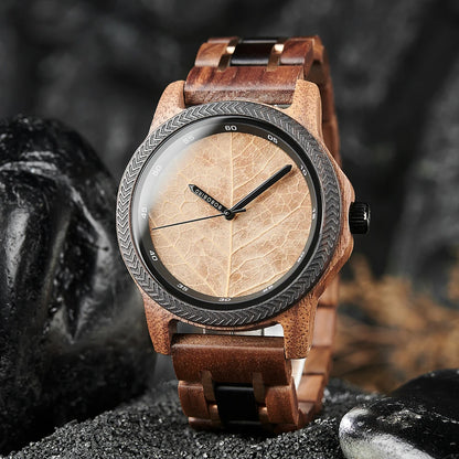 Unique Leaf Wooden Wristwatch