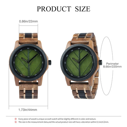 Unique Leaf Wooden Wristwatch