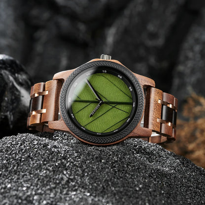 Unique Leaf Wooden Wristwatch