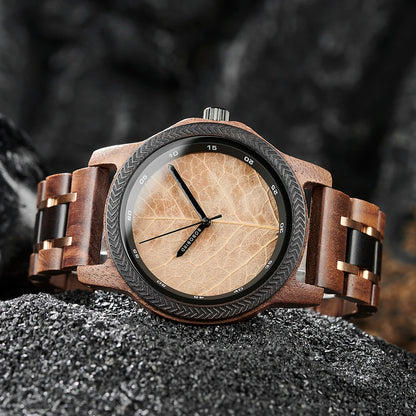 Unique Leaf Wooden Wristwatch