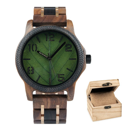 Unique Leaf Wooden Wristwatch