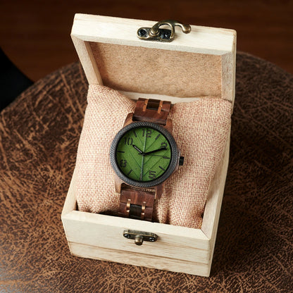 Unique Leaf Wooden Wristwatch