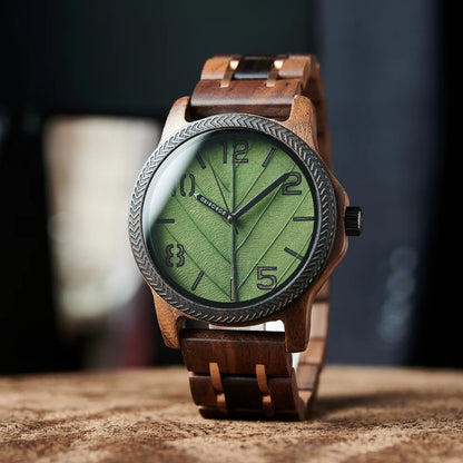 Unique Leaf Wooden Wristwatch