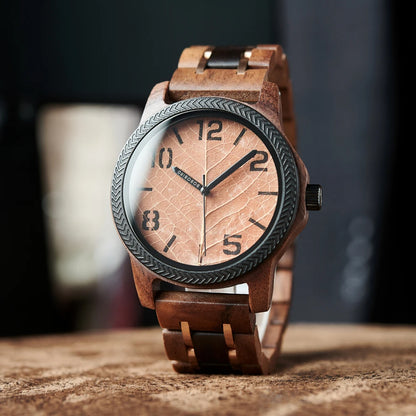 Unique Leaf Wooden Wristwatch