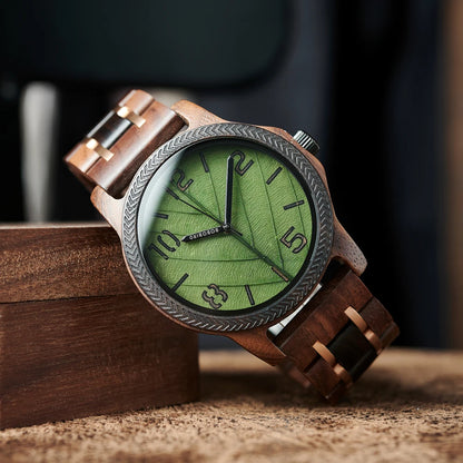 Unique Leaf Wooden Wristwatch
