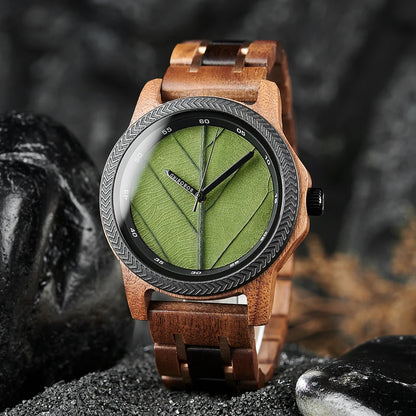 Unique Leaf Wooden Wristwatch