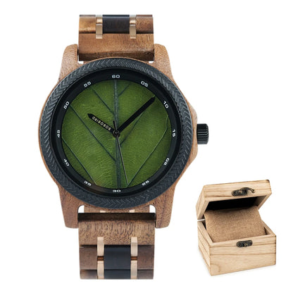 Unique Leaf Wooden Wristwatch